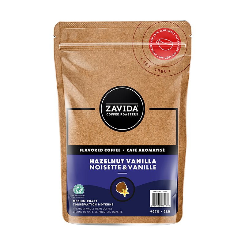 Hazelnut Vanilla Coffee, Whole Beans, 907g, Zavida Coffee