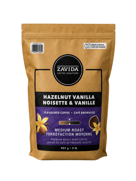 Buy Zavida Hazelnut Vanilla Flavored Coffee Whole Bean 907g (2lb) in Dubai