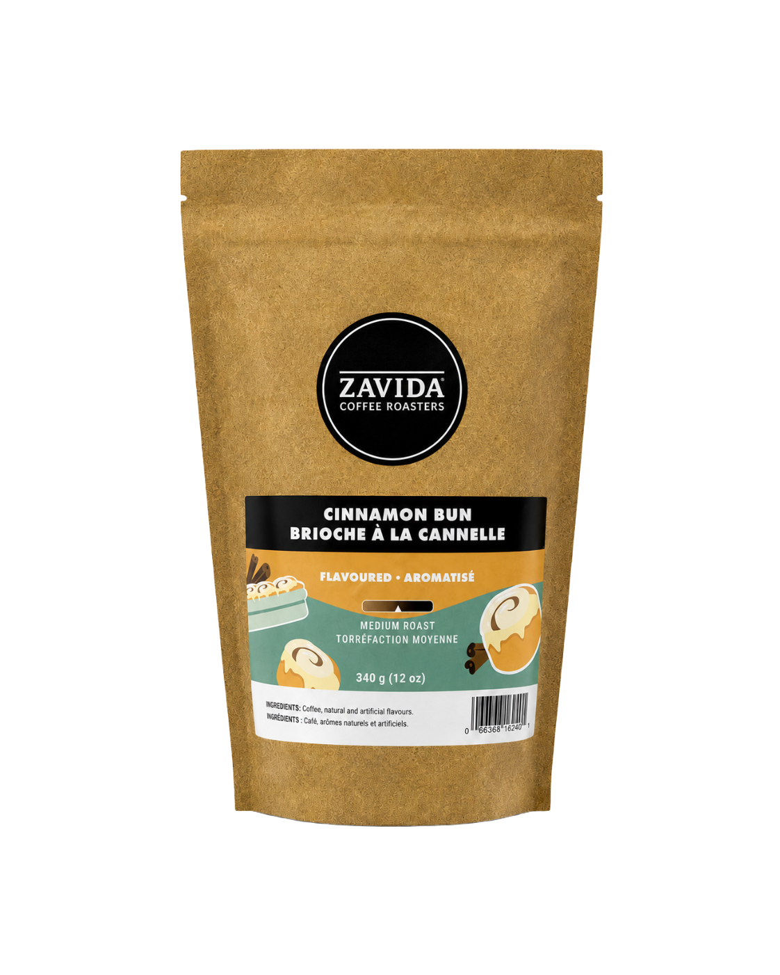 Zavida Coffee Roasters cinnamon bun flavored coffee