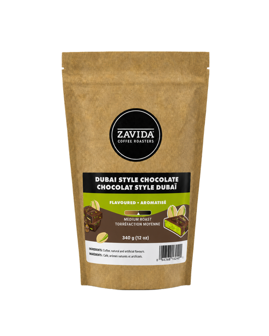 Buy Dubai Chocolate Flavored Whole Bean Coffee 340g. Specialty coffee choice for customers in Abu Dhabi and across the UAE.