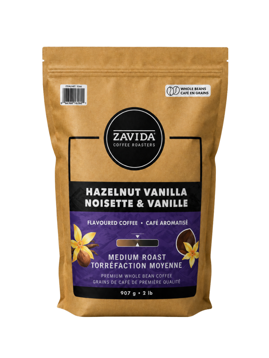 Buy Zavida Hazelnut Vanilla Coffee Whole Bean 907g (2lb) in Dubai