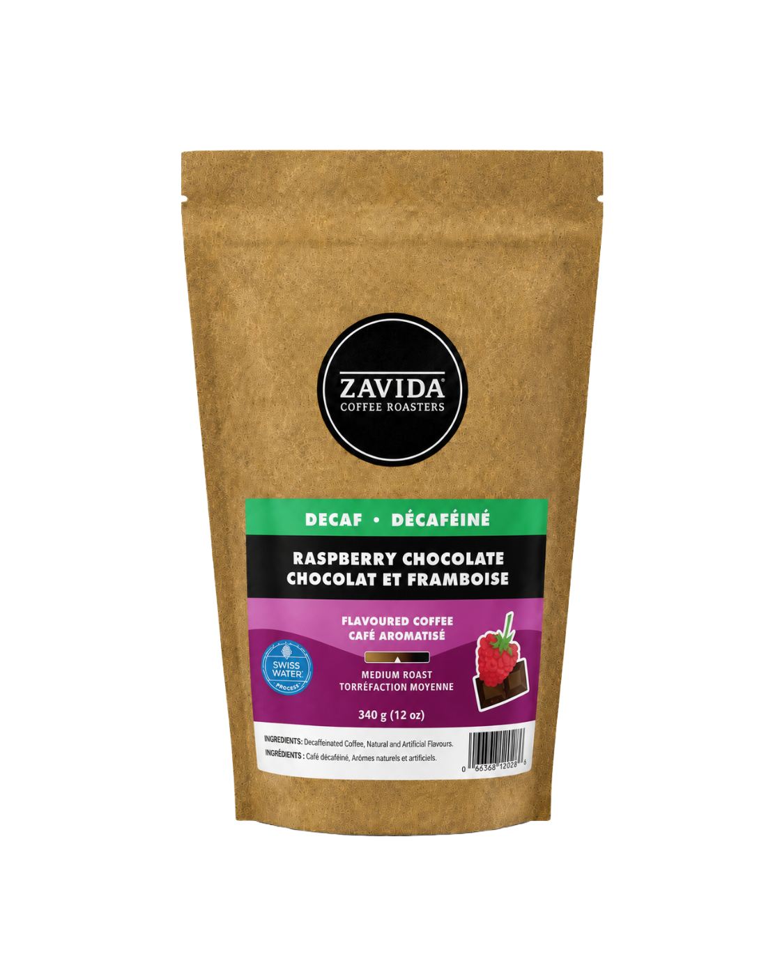 Zavida decaf raspberry chocolate flavored coffee whole bean