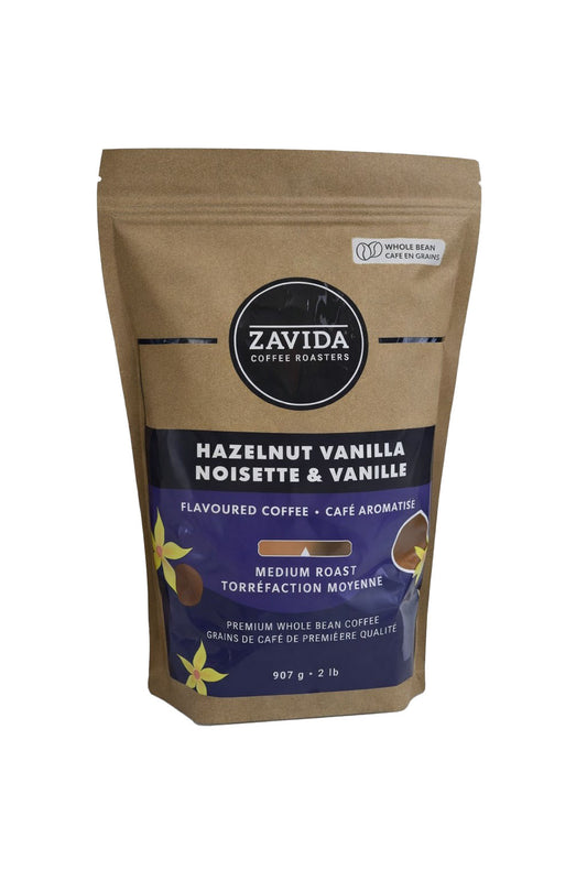 Zavida Hazelnut Vanilla Flavoured Coffee Whole Bean Bag 907g in UAE